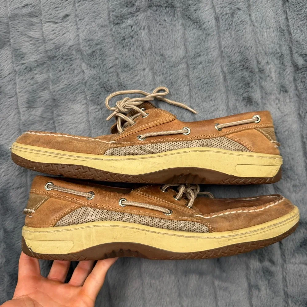 Sperry Top-Sider Billfish Mens Tan Leather Mesh Boat Shoes 0799320 Size 12
